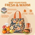 thumbnail image 5 of Pioneer Flower Floral Print Pattern Insulated Lunch Bag for Women & Adults,Large Portable Soft Cooler Lunch Bag,Thermal Food Storage Tote with Pearl Cotton,8.66L,8.75x5.75x9.5 Inch, 5 of 6