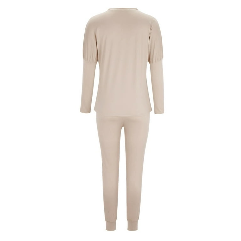 Fulijie Sweatpants Sets Womens Walmart Weat Pants Set Home Sweatpants Ladies Sets Womens Pajamas Loungewear 2Pc Women Pure Color Suit Long Sleeve