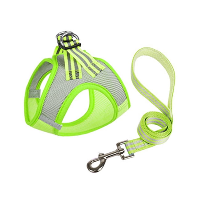 Harnais pour Chien avec Laisse Harnais Réfléchissant Réglable Harnais de Gilet de Chien d'Été pour Petits Chiens et Chats de Taille Moyenne Vert Rouge Bleu