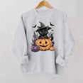 thumbnail image 2 of Gamivast Halloween Graphic Pullover Sweatshirts for Women Cute Cat In Pumpkin Print Long Sleeve Fall Tops Lightweight Comfortable Crewneck Casual Novelty Jumper Shirt Gray L, 2 of 6