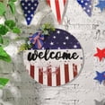 thumbnail image 6 of Clearance! Round Wooden Welcome Sign Independence Day Door Hanger Star Stripe Wall Plaque Patriotic Front Porch Entryway Fireplace 4th Of July Memorial Day Labor Day Home Decor For Housewarming Decor, 6 of 9