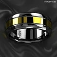 thumbnail image 4 of Tungsten Rings for Men Wedding Bands for Him Womens Wedding Bands for Her 8mm Dome Black Grooved Gold Center, 4 of 9