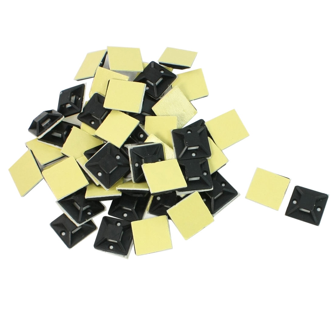 50 x Black Hard Plastic Sticky Base Cable Tie Fixed Holder