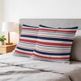 thumbnail image 6 of 24x24 Pillow Covers Set of 2, Red Navy Blue Striped Square Throw Pillow Covers for Couch/Sofa/Living Room, Farmhouse Stripes Modern Abstract Art Decorative Soft Pillowcases for Couch Throw Pillows, 6 of 9