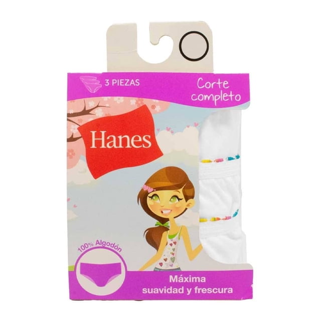 Panty Hanes para Niña Corte Completo Multicolor 3 Piezas Talla 10