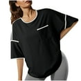 thumbnail image 4 of Tops Largos para Leggings Suelto Casual Bolsillo Color Sólido Cuello Redondo Manga Corta Superior, Poliéster, 4 of 9