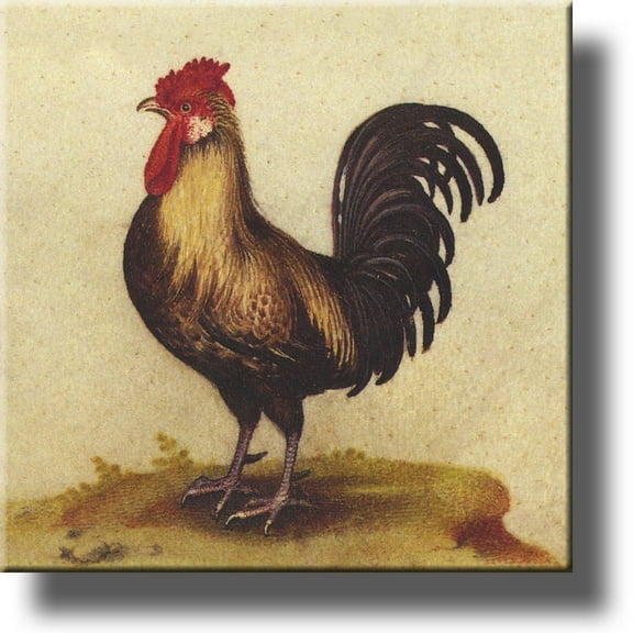 Rooster Picture Made on Wood, Kitchen Wall Art Decor Ready to Hang.