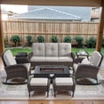 thumbnail image 2 of Opohoro 8-Piece Outdoor Patio Fire Pit Set with Sofa and Flat Arm, 43" Fire Pit Table, Propane Tank Cover for Deck Backyard, 2 of 20