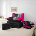 thumbnail image 6 of Manfei Zebra Stripes 7-Piece Bedding Comforter Set,Leopard Print King Bedding Sets,Pink Black Geometric Lines Bed Sheets For Boys Girl,Ultra Soft Home Decor Reversible, 6 of 8