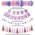thumbnail image 2 of Adornos de cumpleaños morados para mujeres y niñas, suministros de decoración de fiesta de cumpleaños con globos rosas y morados, cartel de lunares circulares de feliz cumpleaños, farolillos de papel JAMW Sencillez, 2 of 5