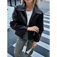thumbnail image 5 of Leather Jacket Women Faux Suede Fall Fashion Coats Winter Outfits Clothes Tops Black L, 5 of 8