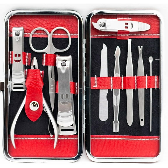Manicure Pedicure Set Nail Clippers - 10 Piece Stainless Steel Hygiene Kit - Toenail Clippers with Portable Travel Case Beauty Care Tools