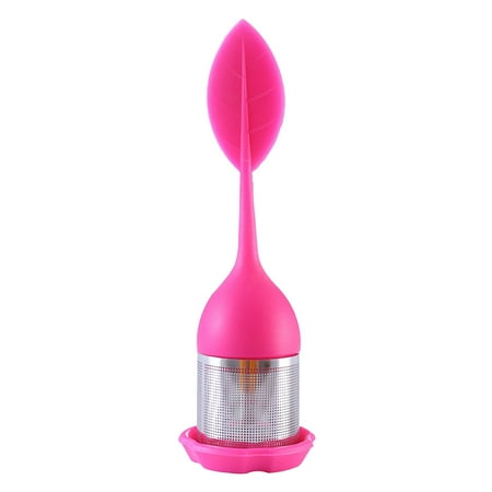 

Tea Infuser 閿涘ilicone Handle Stainless Steel Strainer with Drip Tray