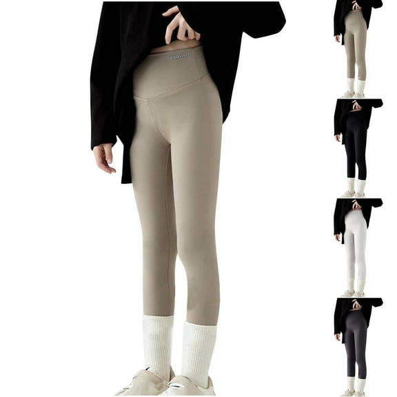 HAOTAGS Girls Hight Waist Leggings (3-10Years) Casual Slim Fit Sport Leggings for Running Yoga Khaki Size 6 Years