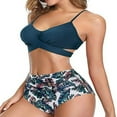 thumbnail image 2 of Female Two-Piece Bathing Suit  Spaghetti Strap Bikini Tops Leopard Print Bikini Panties Swimsuits Yellow L, 2 of 8