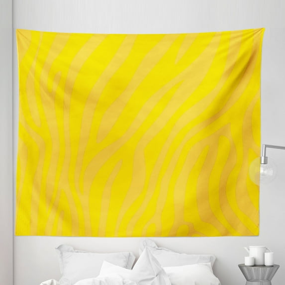 Zebra Print Tapestry, Zebra Skin Wild Animal Print Pattern with Vivid Colors Art Print, Fabric Wall Hanging Decor for Bedroom Living Room Dorm, 5 Sizes, Yellow and Mustard, by Ambesonne
