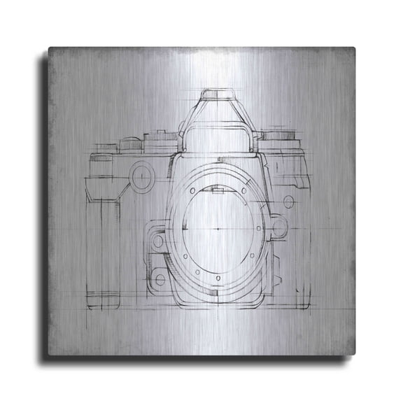 Luxe Metal Art 'Camera Blueprints IV' by Ethan Harper, Metal Wall Art, 12"x12"