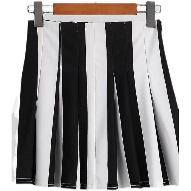 Falda plisada en blanco y negro para damas Teclas de piano Falda corta con estampado a doble cara