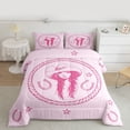 thumbnail image 2 of jejeloiu Chic Western Cowgirl Twin Comforter Sets,Pink Horseshoe Stars Bedding Set For Girls Kids Reversible 2pcs, 2 of 8