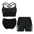 thumbnail image 2 of YUUMIN Girls 3 Pcs Tankini Sets Crisscross Swim Crop Top Bikini Brief with Ruffles Shorts Swimsuits Black 6, 2 of 5