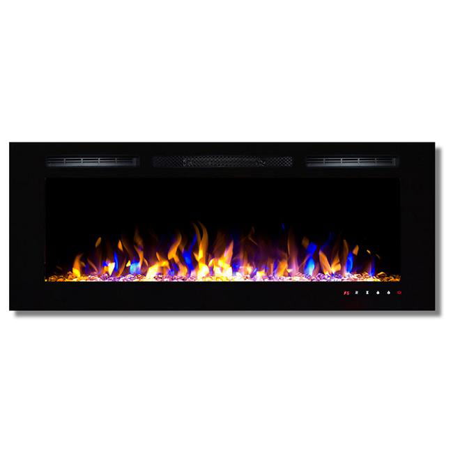 Moda Flame 50 Inch Bliss Crystal Recessed Touch Screen Multi-Color Wall Mounted Electric Fireplace