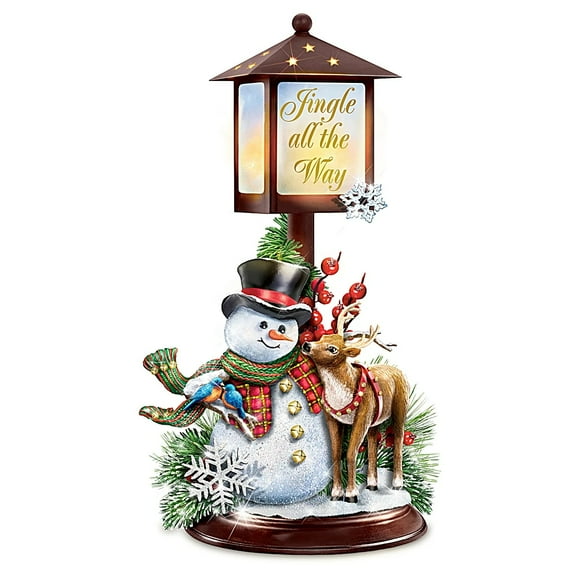 The Bradford Exchange So Merry And Bright Lantern Collection - Jingle All The Way Issue #1 Flameless Snowman Lantern Christmas Decoration by Dona Gelsinger 10-inches