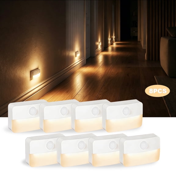 8 Pack Wireless Stair Lights indoor, Battery Operated LED Night Light whit Motion Sensor for Bedroom Stairs Stairs Corridor