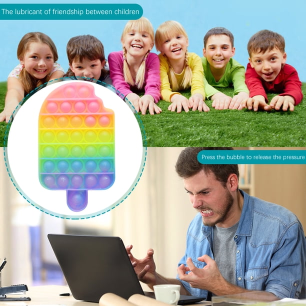 Juguete De Burbujas De Empuje Juguete sensorial para apretar para aliviar el estrés, juguetes de burbujas de empuje arcoíris para adultos y niños