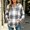 Gray, variant on WRFWUL Womens Plaid Hoodies Oversized Long Sleeve V Neck Pullover Sweatshirt Casual Fall Fashion Drawstring Hooded Shirts
