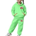 thumbnail image 7 of MAIHAN-Girls 2 Piece Outfits Toddler Girls Bow & Cherry Print Sweatshirts Sweatpants Set School Outfits Girl Clothes Fall Winter Hoodie & Pants Sets(Green2,8-9Years), 7 of 7