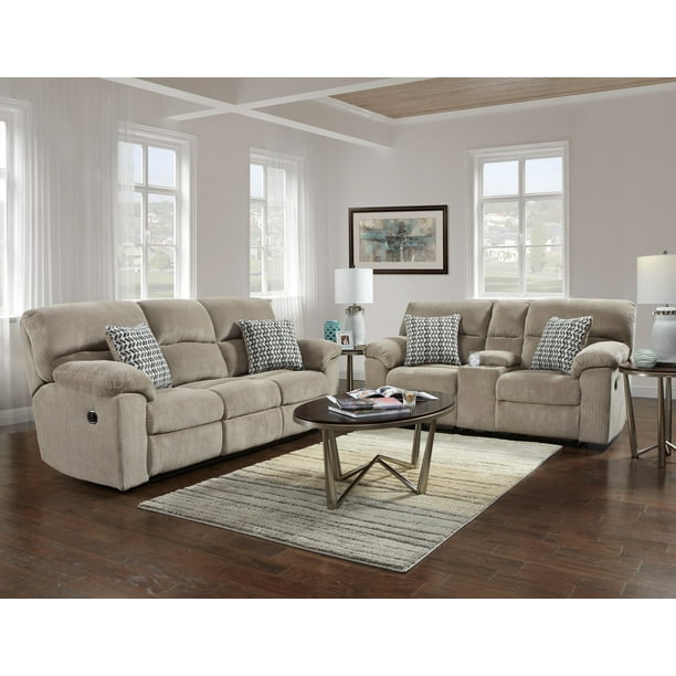 Coleman Reclining Sofa Console, Beige Leather Reclining Sofa And Loveseat