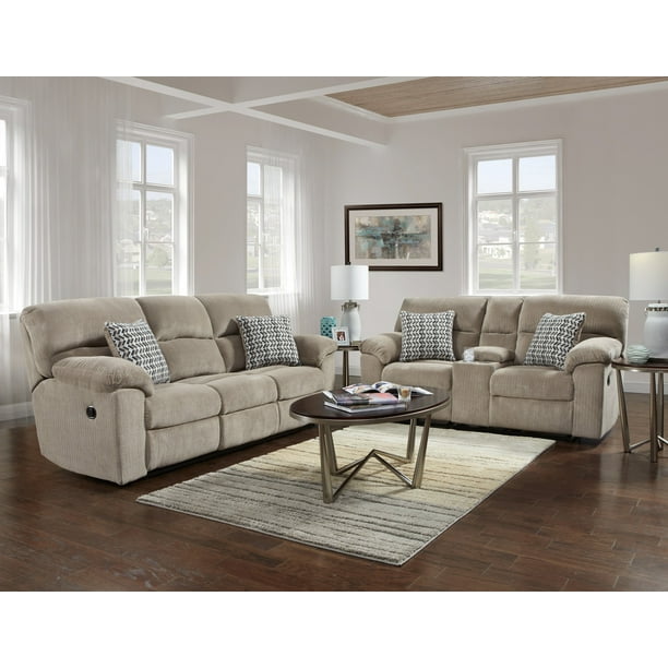 Coleman Reclining Sofa Console Loveseat 2 Pc Set Color Seal Beige Style Contemporary Com Coleman Reclining Sofa Console, Beige Leather Reclining Sofa And Loveseat