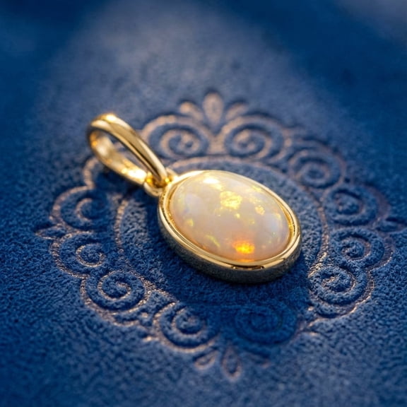 Vinali Solid 14k Gold Minimalist Oval Opal Pendant