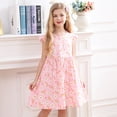 thumbnail image 4 of GYRATEDREAM Toddler Baby Girls Print Princess Dress Kids Teen Casual Cotton Short Sleeve Stretch A-line Swing Skater Twirl School Dress for 2-16 Years, 4 of 6