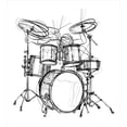 thumbnail image 3 of Rock Music Queen Size Duvet Cover Set, Doodle Drawing Sketch Style Drummer Musical Inspirations Monochrome Arrangement, Decorative 3 Piece Bedding Set with 2 Pillow Shams, Black White, by Ambesonne, 3 of 3
