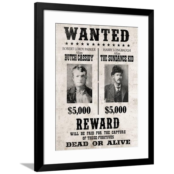 Butch Cassidy and The Sundance Kid Wanted, World Culture Framed Art Print Wall Art