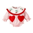 thumbnail image 3 of Baby Girl Valentine's Day Outfits Cute Heart Ruffle Long Sleeve Sweatshirt Romper Cute Jumpsuit Clothes Spring Clothes for Baby Little Kids 6-12 Months, 3 of 6
