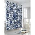 thumbnail image 3 of White Blue Floral Shower Curtain, Medieval Ethnic Turkish Retro Waterproof Shower Curtain Set with 12 Hooks Lightweight Washable Fabric Shower Curtains for Bathroom 36x72 Inches, 3 of 6