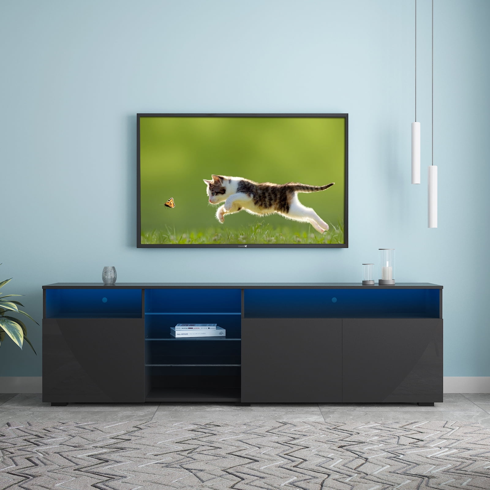 Tophomer TV Stand for TVs up to 90 inch Flat Screen, 16 Colors LED