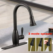 Pull Down Kitchen Faucet with Sprayer Single Handle Sink Mixer Tap 360° Swivel, Black