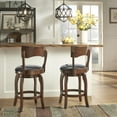 thumbnail image 2 of Weston Home McAllister Swivel 24" Wood Counter Stool, Brown Faux Leather, 2 of 5