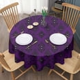 thumbnail image 3 of Purple Black Ornament Eye Pattern Round Tablecloth 60"x60",Wrinkle Wipeable Table Cloth for Kitchen Dining Room Picnic Patio Party, 3 of 6