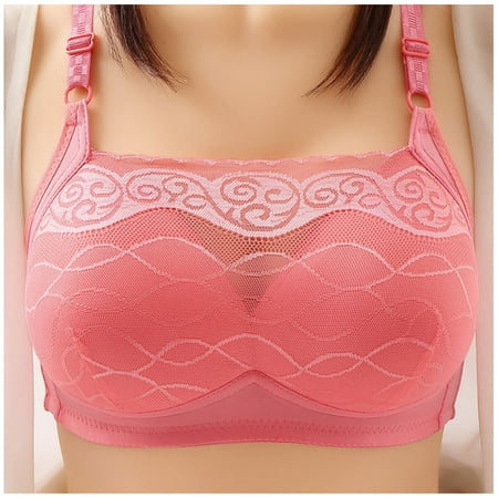 

Dtydtpe bras for women Womens Lace Unwired Bra Comfort Bra Plus Size Full Cup Thin Underwear bras for women no underwire Watermelon Red