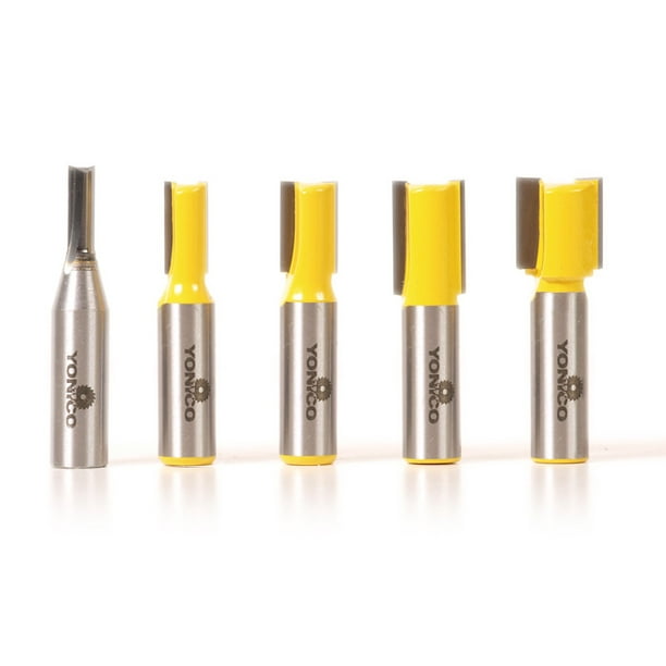 5 Bit Straight/Dado Router Bit Set 1/2" Shank Yonico 14522