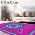 thumbnail image 2 of ODIKA 4'x6' Machine Washable Non-Slip Area Rug, Turquoise Medallion with Intricate Floral Motifs High Traffic Rug with Pad, Pink, 705357, 2 of 8