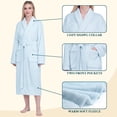 thumbnail image 3 of PAVILIA Light Blue Women Robe Fleece Plush Soft, Fluffy Fuzzy Cozy Warm Lightweight Bathrobe, Shower Spa House Long Robe for Women, L/XL, 3 of 10