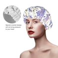 thumbnail image 2 of KLL Lavender Flowers Pattern Shower Cap & Bath Cap for Women,Reversible Oversized Waterproof Shower Caps for all Hair Lengths,Elastic Reusable Bathing Hair Cap, 2 of 6