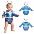 thumbnail image 3 of iiniim Toddler Space Explorer Romper Baby Boys Girls Alien Outfit with Antenna Headband Sparkly Playsuit Blue 18-24M, 3 of 7