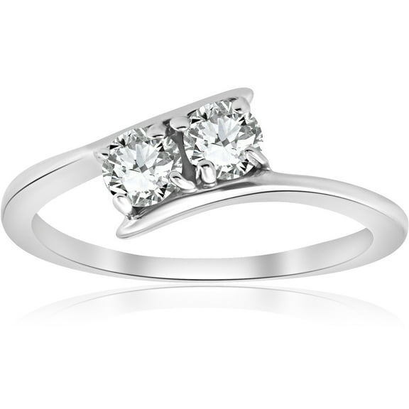 Pompeii 1/2 ct Two Stone Diamond Forever Us Engagement Ring 10k White Gold (H/I,I1-I2)