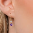thumbnail image 3 of Gem Stone King 14K Yellow Gold Purple Amethyst and Lab Grown Diamond Earrings for Women | 0.79 Cttw | Gemstone February Birthstone | Round 4.5MM, 3 of 6